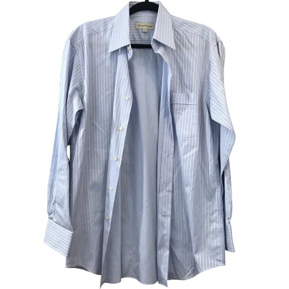 Tommy Bahama Mens Blue Striped 100% Cotton Button-Up Shirt Size 15 32-33 - Picture 6 of 11